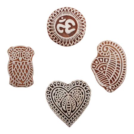 Set of 4 Piece New Mix Wooden Printing Block